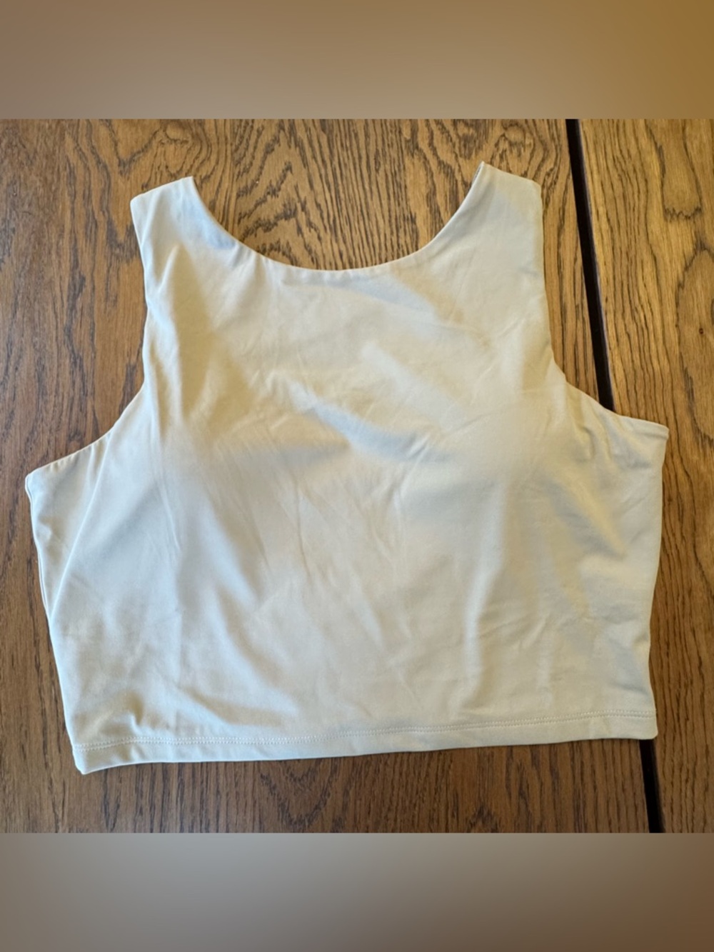 Women's Cream Crop Tank Top Crop Sports Bra cup support. Large Athletic Sporty